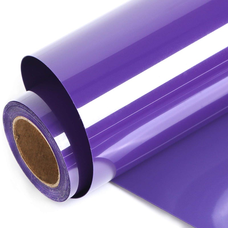 Funkaka Purple HTV Heat Transfer Vinyl Rolls - 12" x 9ft Glossy Iron-On Vinyl for T-Shirts & All Cutters Easy to Cut & Weed - Image 1